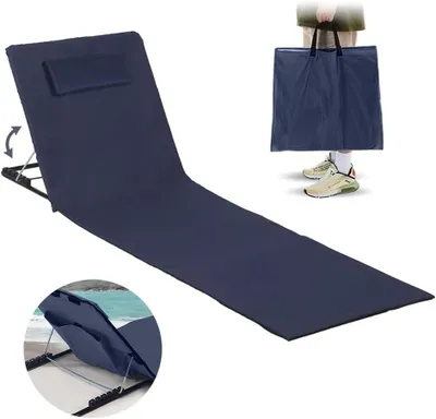 Produktbild von Faltbare Strandmatte mit verstellbarer Rückenlehne, Strandmatte mit Rückenlehne und Tragetasche, Strandmatte mit einstellbarer Liegefläche – ideal für Strand, Garten und Camping