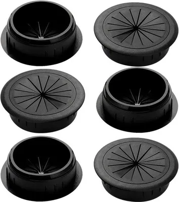 Imagen del producto de Organizador de cables de plástico, tapa de 60 mm, juego de 6 unidades, para oficinas, encimeras, color