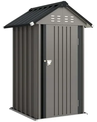 Zdjęcie produktu dla Metalowa szopa na narzędzia, 1,17 m², szopa z dachem dwuspadowym, wentylacją i zamkiem, w zestawie rękawiczki, 122×121×192 cm