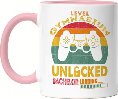 Produktbild von Level Gymnasium Unlocked Bachelor Loading Tasse Rosa Universität Konsole Controller Lernen Schule Bildung Abschluss