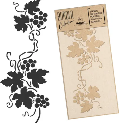 Produktbild von Bordüre Schablone zum Malen 21x45 cm, Grapevine Nachbildung Pflanze Muster, Kunstoff Wiederverwendbare Wandchablone, Handwerk DIY Nachbildungation
