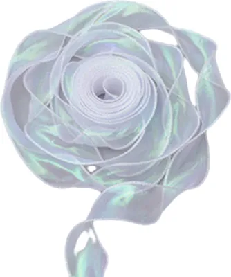 Produktbild von Rolle 9,1 m Chiffonband, schillernd, für Valentinstag, Hochzeit, Geburtstag, Blumenstrauß, Geschenkverpackung, durchsichtiges Organzaband, Geburtstagsparty-Band, Dekoration, weiß