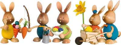 Zdjęcie produktu dla Stupsi Hasenparade - Zestaw z 5 zabawnymi króliczkami od Drechslerei Kuhnert