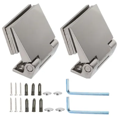Produktbild von Glas Türscharniere - 90° Scharniere - Hohe Belastung - Edelstahl - Einseitig für Duschen - 8-12 mm Dicke - Scharnier