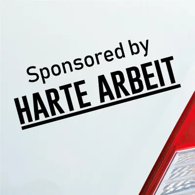 Produktbild von Auto Aufkleber Sponsored by Harte Arbeit Gesponsert Hard 19x7 cm Schwarz Matt Sticker Heckscheibenaufkleber