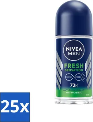 Image de NIVEA MEN - Déodorant à bille - Sensation de fraîcheur - 50 ml - Pack avantage - 25 pièces