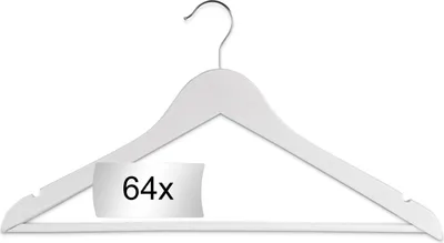 Produktbild von Kleiderbügel - Weiß - Holz - 64er Set