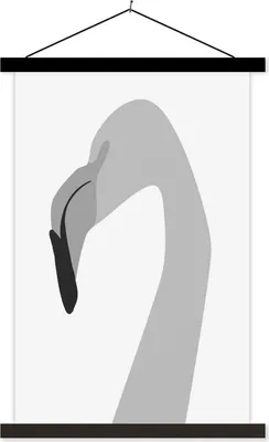 Produktbild von MuchoWow® Textilposter Flamingo - Abstrakt - Schwarz - Weiß 40x60 cm mit schwarzem Rahmen - Wanddekorationen