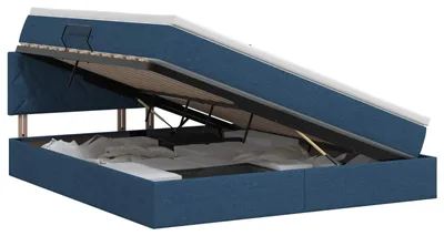 Produktbild von Aufbewahrungsbett mit Matratze Blau 140 x 200 cm Samt