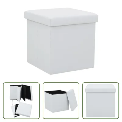 Immagine prodotto di The Living Store Sgabello con contenitore in ecopelle bianca