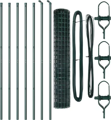 Produktbild von Möbel Euro Zaun mit 7 Pfosten 1.5x10 m verzinkter Stahl Grün - Metallzäune 3350285