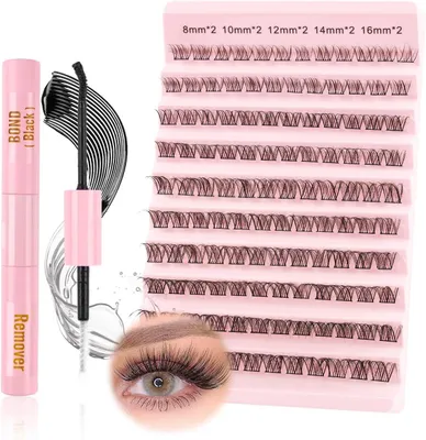 Produktbild von Wimperextensions Set DIY, 8-16 mm, Katzenaugen, mit Wimpernband und Entferner