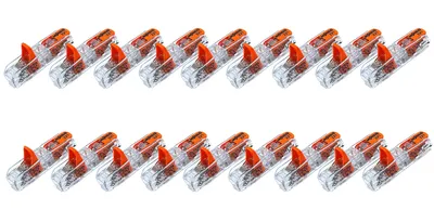 Produktbild von 20 Stück Wago 221-2411 COMPACT-Verbindungsklemme für alle Leiterarten 2-Leiter-Klemme mit Betätigungshebeln transparent