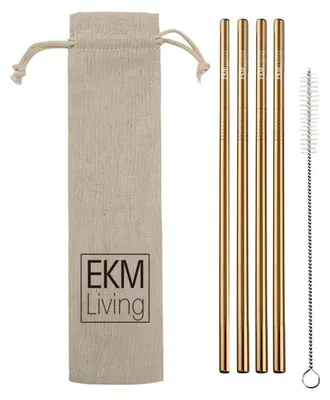 Zdjęcie produktu dla Zestaw 4 sztuk słomek ze stali nierdzewnej, kolor miedziany, proste | Wielokrotnego użytku, można myć w zmywarce, bez plastiku – EKM Living GmbH