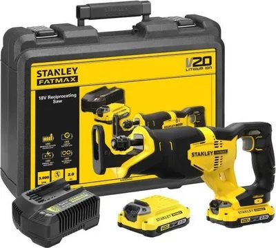 Obrázek produktu pro STANLEY FATMAX SFMCS300D2K-QW přímočará pila, 18 V, 2 akumulátory 2 Ah, hloubka řezu 300 mm, akumulátorová přímočará pila