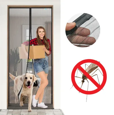 Zdjęcie produktu dla Moskitiera Magnetyczna na Drzwi 90x190 cm Komfort bez Komarów Owadów Czarna