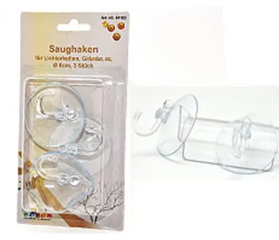 Obrázok produktu pre Prísavný hák Ø 6 cm, priehľadný s plastovým závesom, 3 kusy