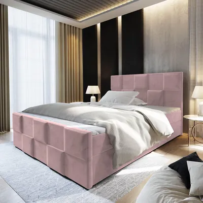 Produktbild von Masseno Boxspringbett MONA 160x200 cm Komplett-Set mit Bonell Matratze und Topper, Polsterbett mit Bettkästen -Rosa, KRONOS 27