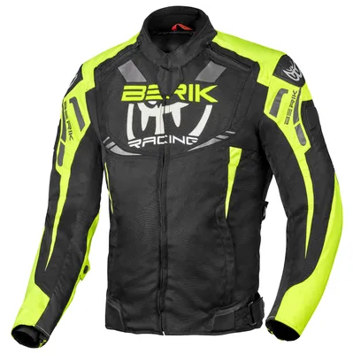 Produktbild von Berik Amras wasserdichte Motorrad Textiljacke, schwarz/gelb/weiß, 56