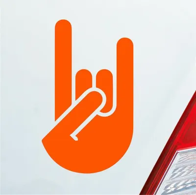 Produktbild von Auto Aufkleber Heavy Metal Gruß Pommesgabel Rock 12x7 cm Orange Sticker Heckscheibenaufkleber