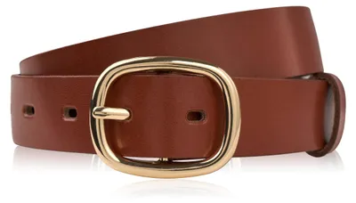 Produktbild von Damen 90 cm Lederhosengürtel braun mit goldener Schnalle PG-15-TCZ-90