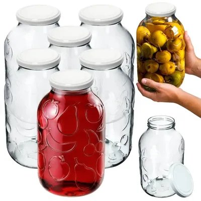 Immagine prodotto di KADAX, vasetti per conserve da 5 litri, ideali per la conservazione di alimenti, vasetti con chiusura a vite, adatti per la sterilizzazione, perfetti per marmellate, ideali per conservare alimenti, perfetti per la conservazione di conserve, forma cilindrica (bianchi, confezione da 6 pezzi)
