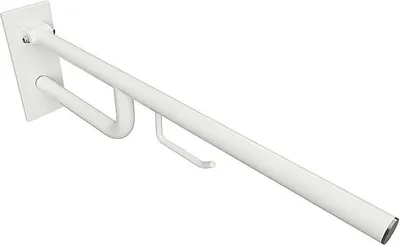 Produktbild von BELP Stützklappgriff mit Toilettenpapierhalter Eisen Weiß mit Abdeckung 103x253x850 mm, 120 kg Traglast für Bad & WC >> zum Bohren