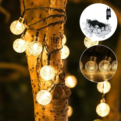 Produktbild von LARS360 LED Lichterkette 30 m mit 240 LEDs, warmweiß, Kristallkugeln, 8 Leuchtmodi, transparente Kabel, für Weihnachten, Hochzeit & Party