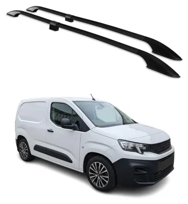 Image de Barres de toit longitudinales pour Peugeot Partner 2018-2025 L1 Alu Noir 2x