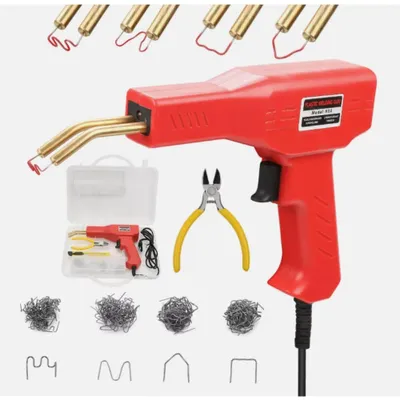 Produktbild von Kunststoff-Schweißgerät Set für Autoreparatur, Stoßstangen-Reparatur Kit 50W 220V mit Heißschweißgerät, Klammern & Zubehör (150-tlg.)
