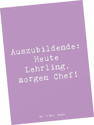 Produktbild von Mr. & Mrs. Panda Postkarte Spruch Auszubildende Chef - Lavendeltraum - Geschenk, Postkarten, Berufstraining, Beruf, Inspiration, personalisierte Geschenke, Berufsleben