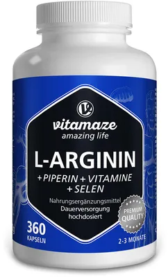 Produktbild von L-Arginin 750 mg hochd.+Piperin+Vitamine Kapseln 360 St