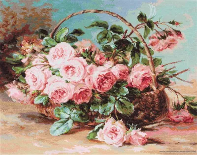 Produktbild von Luca-S Kreuzstich Set "Korb mit Rosen", Zählmuster, 42,5x34cm