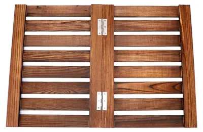 Produktbild von Holz Duschmatte, zusammenklappbar, 59 x 41,2 cm, Badewannenabdeckung für Innen- und Außenbereich, Sauna Bodenmatte