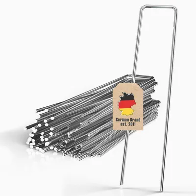 Immagine prodotto di Intirilife 100 x ancoraggio a terra 200 x 25 x 3,4 mm in acciaio inox zincato - fissaggio in vello di erbacce chiodo a terra barbetta