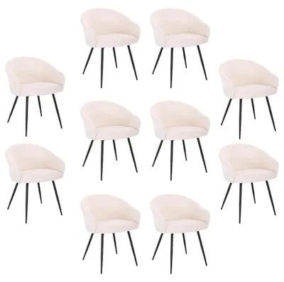 Produktbild von HOME DELUXE - Polsterstuhl CELESTE - 10 Stück, Farbe: Samt Weiß - weiche Polsterung, bis 120 kg belastbar I Küchenstuhl Speisestühle Esszimmerstühle