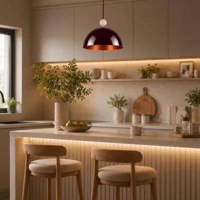 Produktbild von Opviq, Moderne Pendelleuchte Burgunder, Metall, Ø40 H:20 cm, E27, IP20