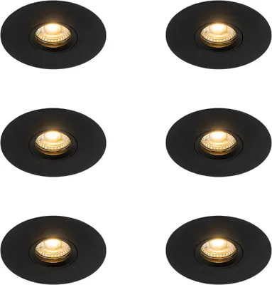 Zdjęcie produktu dla QAZQA – zestaw 6 nowoczesnych reflektorów wpuszczanych, czarnych, 12 cm – Buco I salon I sypialnia – aluminium – przystosowane do żarówek LED GU10