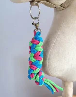 Produktbild von Strickleine für Hobbypferd - hellgrün/türkis/dunkelrosa