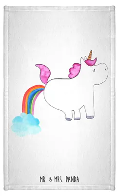 Produktbild von Mr. & Mrs. Panda Handtuch Einhorn Pupsen - Weiß - Geschenk, Frotteetuch, Unicorn, Gästehandtuch Bunt, Regenbogen, Spaß, Freundin, Lustig, gäste wc, Klein, Mini-Handtuch