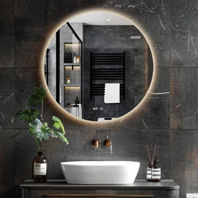 Productafbeelding van Lumoire® Badkamerspiegel met Verlichting – 80 cm Rond – Met Anti-Condens & Digitale Klok