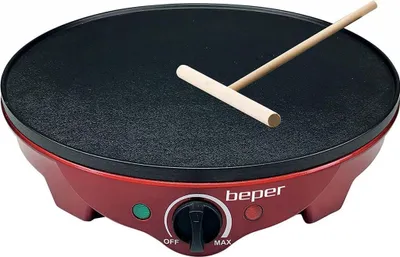 Produktbild von Beper BT.700Y Crepes Maker für Crêpes, Pfannkuchen und Piadinas elektrisch mit Holzspatel