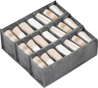Produktbild von Schubladeneinsätze 3er-Pack, Faltbare Aufbewahrungsboxen 12x32x12 cm, Für Socken Und Unterwäsche Im Kleiderschrank