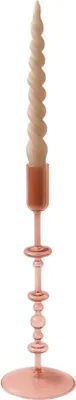 Image de WinQ  - Porte-bougies en verre rose de 10x10x29cm - convient pour les bougies de table