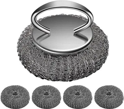 Produktbild von Draad Scrubber mit Ersatzdrahtbürsten, Stahlwolle Reinigungsbürste, Kochlöffel- und Duschschrobbürste, Küchen- und Badezimmerreinigungsbürste.