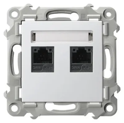Imagen del producto de Toma de corriente doble para ordenador, categoría 5e MMC SZAFIR, color blanco, marca Ospel