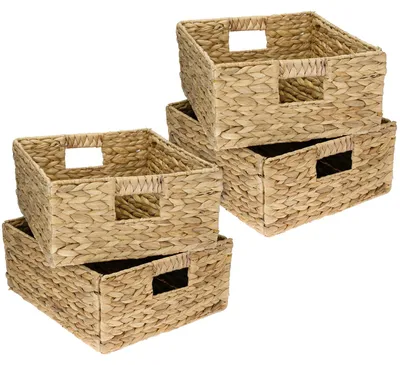 Aufbewahrungskorb für KALLAX halbes Fach, Wasserhyazinthe, 4er-Set, 30x34x15 cm