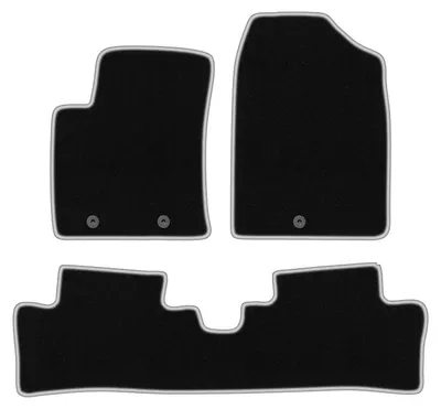 Produktbild von Fußmatten Automatten Velours Schwarz/Silber für Hyundai i10 II 2013- Set 3-tlg