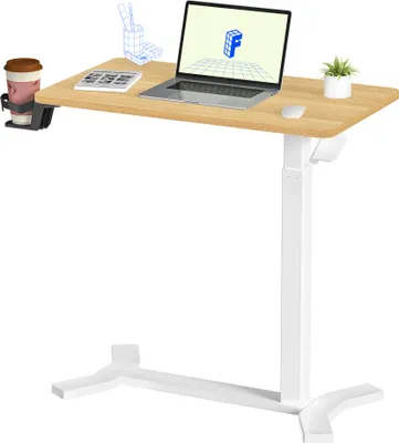 Produktbild von FLEXISPOT Höhenverstellbarer C-Form Beistelltisch - Vielseitiger Couchtisch, Laptoptisch & Nachttisch mit Rollen, Holzplatte