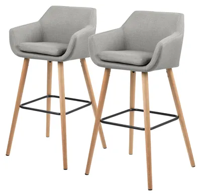 Produktbild von home24 Barstuhl-set - Eiche massiv / Metall